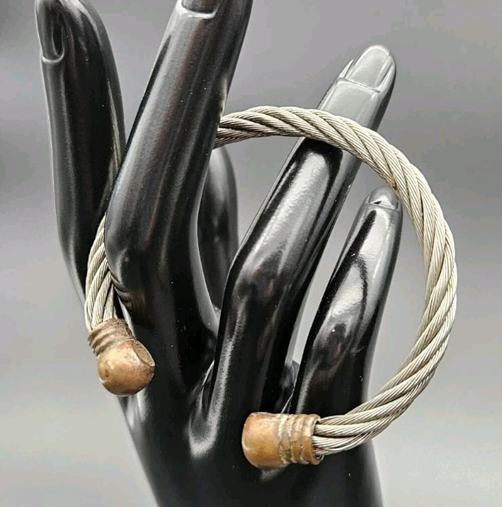 Vintage Twisted Cable Wire Bracelet Copper End Caps Boho Style